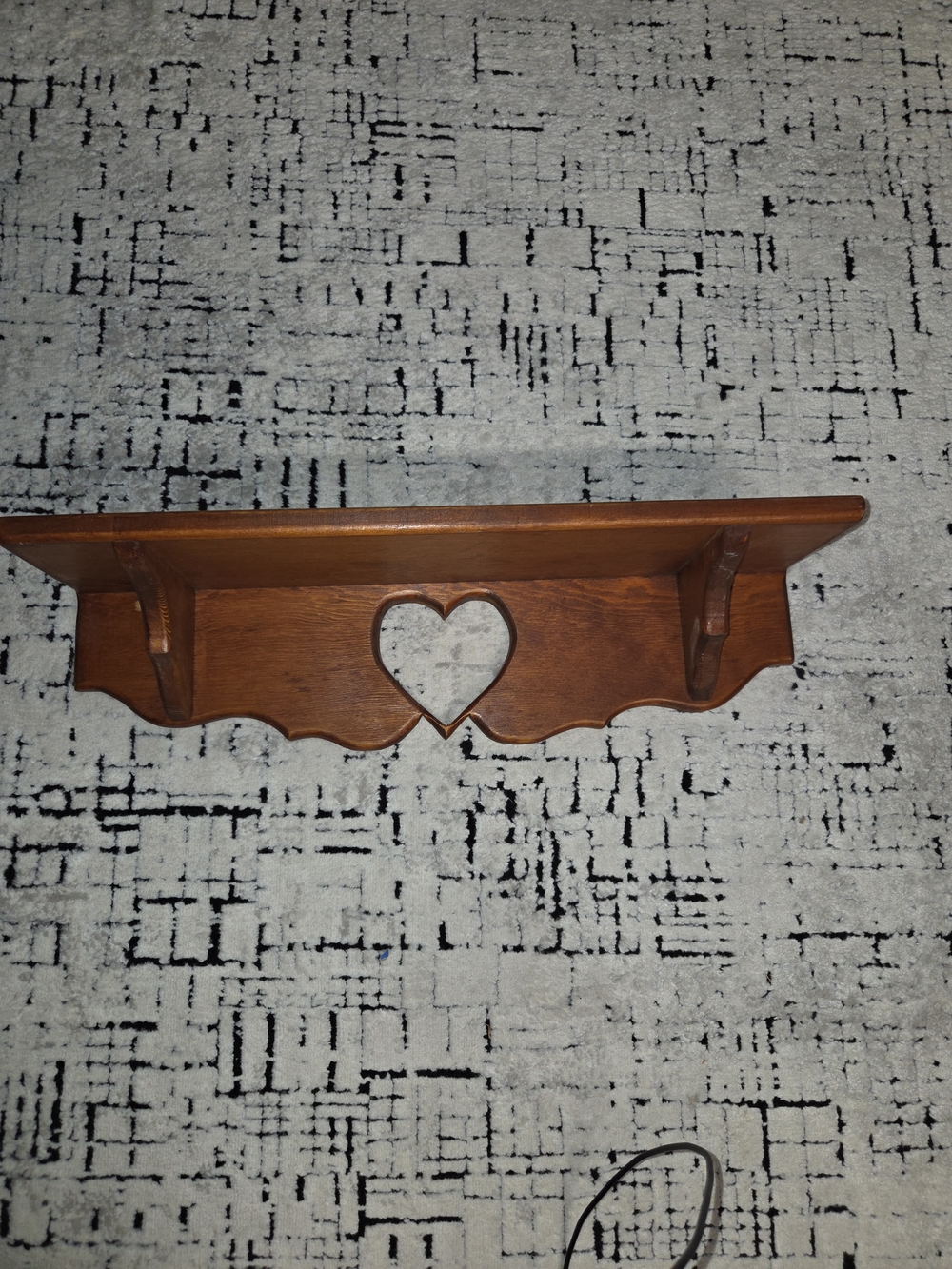 vintage solid wood country cottage wall shelf 22" Heart Cut Out
